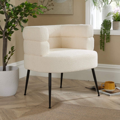 Home Source Boucle Barrel Chair Cream