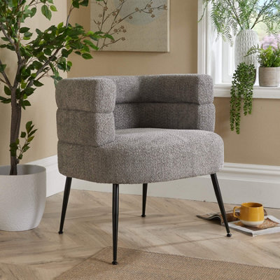 Home Source Boucle Barrel Chair Grey