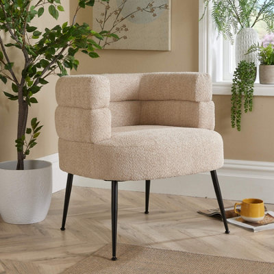 Home Source Boucle Barrel Chair Natural