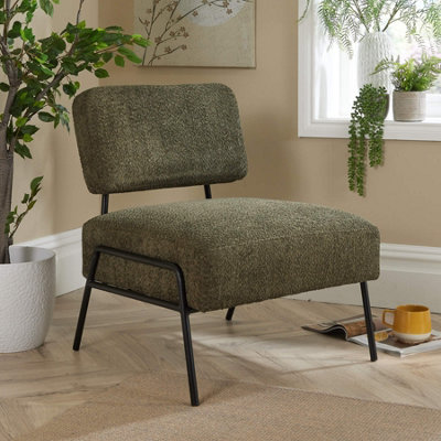 Home Source Boucle Montana Chair Olive | DIY at B&Q
