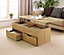 Home Source Bruges 2 Drawer Lift Up Coffee Table Natural Oak