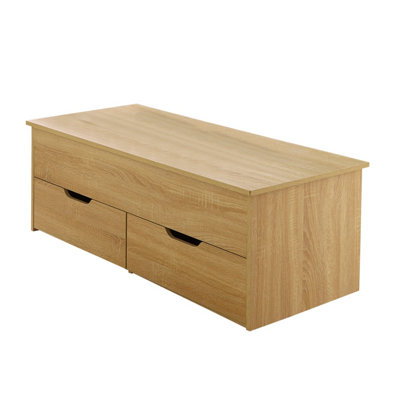 Home Source Bruges 2 Drawer Lift Up Coffee Table Natural Oak