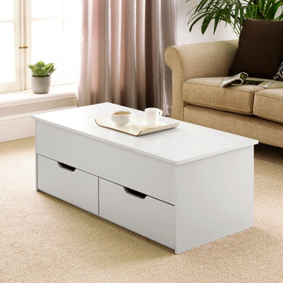 Home Source Bruges 2 Drawer Lift Up Coffee Table White