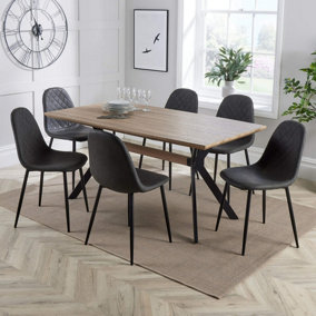 Home Source Cairo Dining Set with 6 Grey Anastasia Chairs