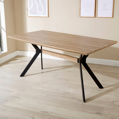 Timber dining table with metal deals legs