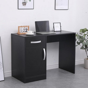 Home Source Cambridge 1 Drawer Computer Office Desk with Storage Black