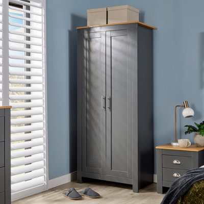 Home Source Camden 2 Door Bedroom Wardrobe Storage Unit Graphite Grey