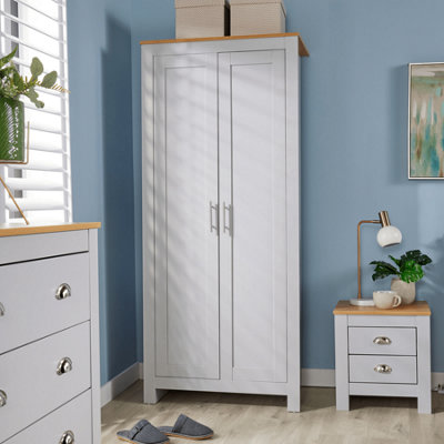 Home Source Camden 2 Door Bedroom Wardrobe Storage Unit Grey DIY at B&Q