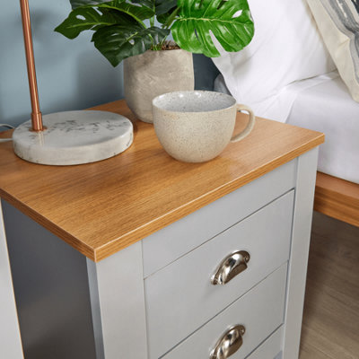 Home Source Camden 2 Drawer Bedroom Bedside Table Storage Unit Grey