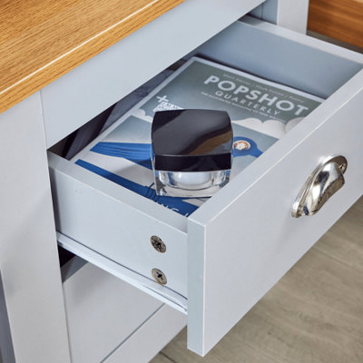Home Source Camden 2 Drawer Bedroom Bedside Table Storage Unit Grey