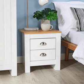 Home Source Camden 2 Drawer Bedroom Bedside Table Storage Unit White