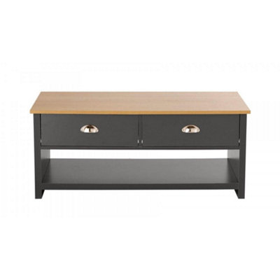 Home Source Camden 2 Drawer Storage Coffee Table Graphite
