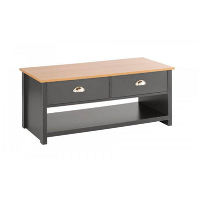 Home Source Camden 2 Drawer Storage Coffee Table Graphite
