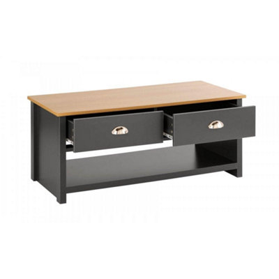 Home Source Camden 2 Drawer Storage Coffee Table Graphite