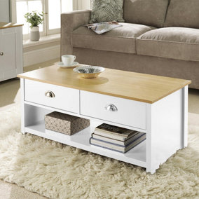 Home Source Camden 2 Drawer Storage Coffee Table White