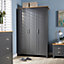 Home Source Camden 3 Door Bedroom Wardrobe Storage Unit Graphite Grey