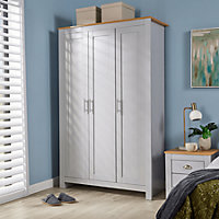 Home Source Camden 3 Door Bedroom Wardrobe Storage Unit Grey