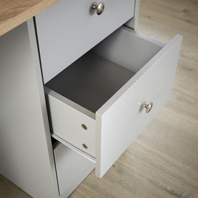 Home Source Camden 3 Drawer Computer Office Desk Grey