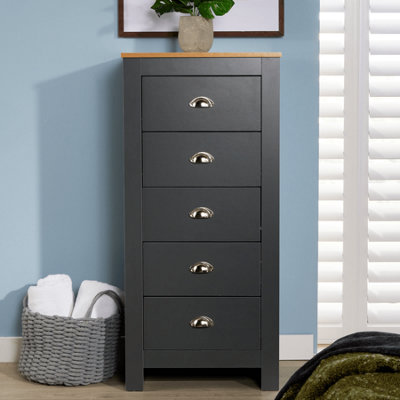 Home Source Camden 5 Drawer Chest Graphite