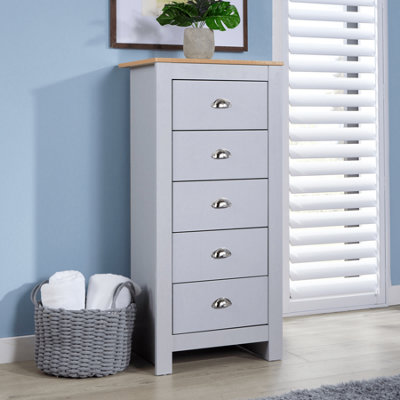 Home Source Camden 5 Drawer Chest Grey