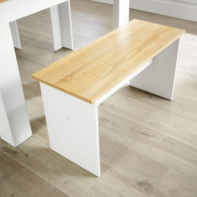 Home Source Camden Kitchen Breakfast Dining Table and Bench Set White