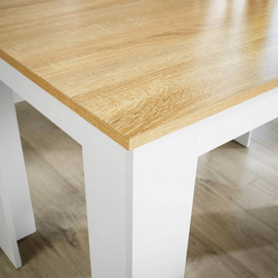 Home Source Camden Kitchen Breakfast Dining Table and Bench Set White