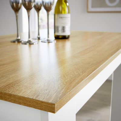 Home Source Camden Kitchen Breakfast Dining Table and Bench Set White