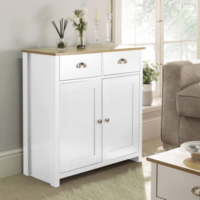 Home Source Camden Two Tone 2 Door 2 Drawer Sideboard Cupboard White ...