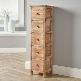 Home Source Cantebury 5 Drawer Narrow Chest Natural