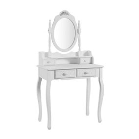 Home Source Casablanca Shabby Chic Dressing Table and Mirror Set - White