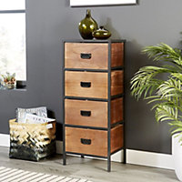 Home Source Cayman 4 Drawer Narrow Chest Natural
