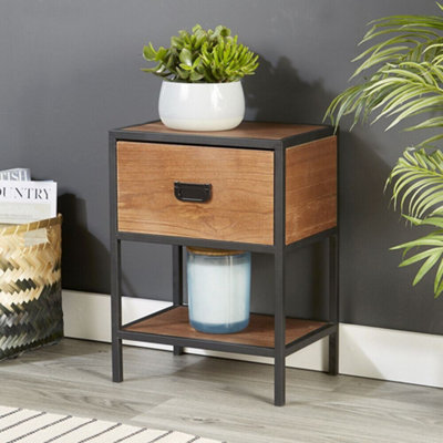 Home Source Caymen 1 Drawer Bedside Table Unit Natural