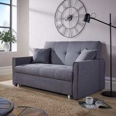 Home Source Charleston Linen Dark Grey Sofa Bed