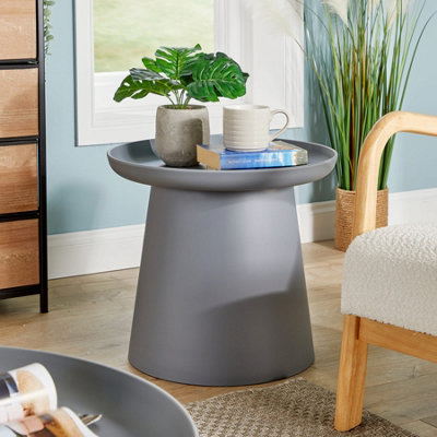 Home Source Christian Circular Small Grey Coffee Side Table