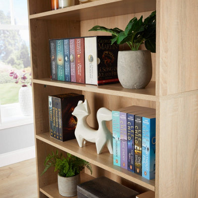 Home Source Clara 6-Tier Deep Storage Bookcase Oak