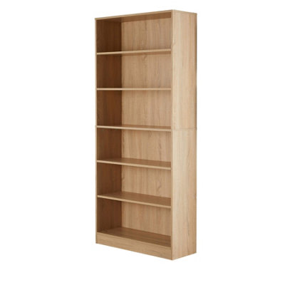 Home Source Clara 6-Tier Deep Storage Bookcase Oak