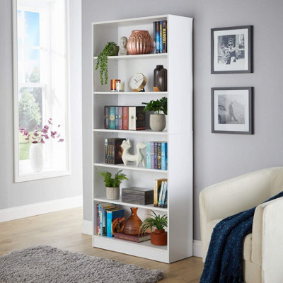 Home Source Clara 6-Tier Deep Storage Bookcase White
