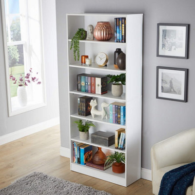 Home Source Clara 6-Tier Deep Storage Bookcase White