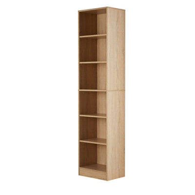 Home Source Clara 6-Tier Narrow Storage Bookcase Oak