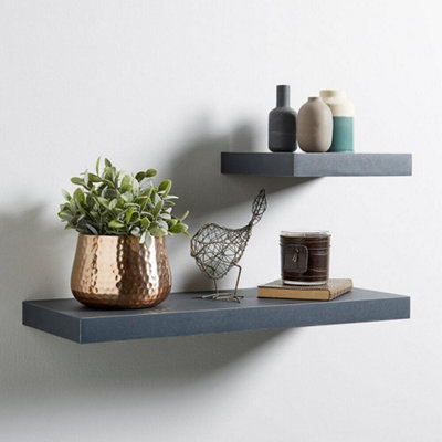 Home Source Cloud 23.5cm Floating Storage Shelf Grey