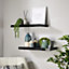 Home Source Cloud Pair of 60cm Gloss Floating Wall Shelves Black