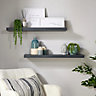 Home Source Cloud Pair of 80cm Floating Wall Shelves Grey