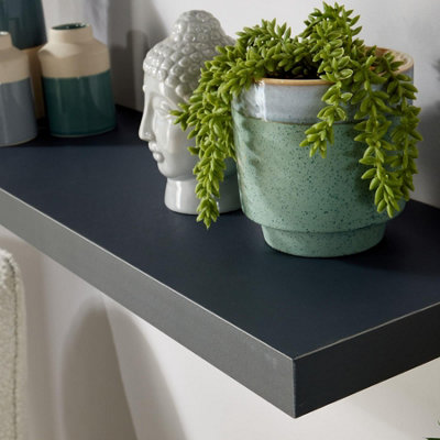 Home Source Cloud Pair of 80cm Floating Wall Shelves Grey