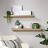 Home Source Cloud Pair of 80cm Floating Wall Shelves Sonoma Oak Finish