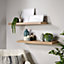 Home Source Cloud Pair of 80cm Floating Wall Shelves Sonoma Oak Finish
