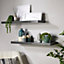 Home Source Cloud Pair of 80cm Gloss Floating Wall Shelves Grey