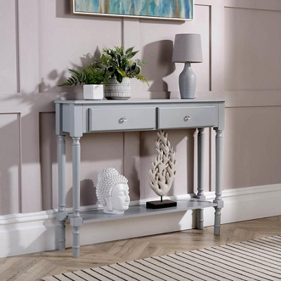 Home Source Como 2 Drawer Hallway Console Table Grey