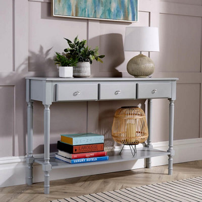 Home Source Como 3 Drawer Hallway Console Table Grey