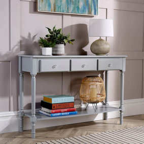 Home Source Como 3 Drawer Hallway Console Table Grey