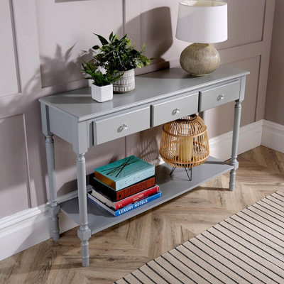 Home Source Como 3 Drawer Hallway Console Table Grey